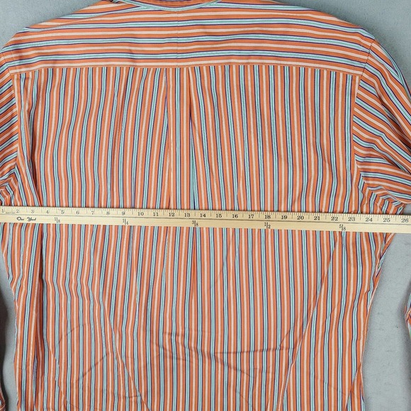 Ralph Lauren Shirt Men's XL Orange‎ Striped Classic Fit Button Down Casual - Picture 8 of 11